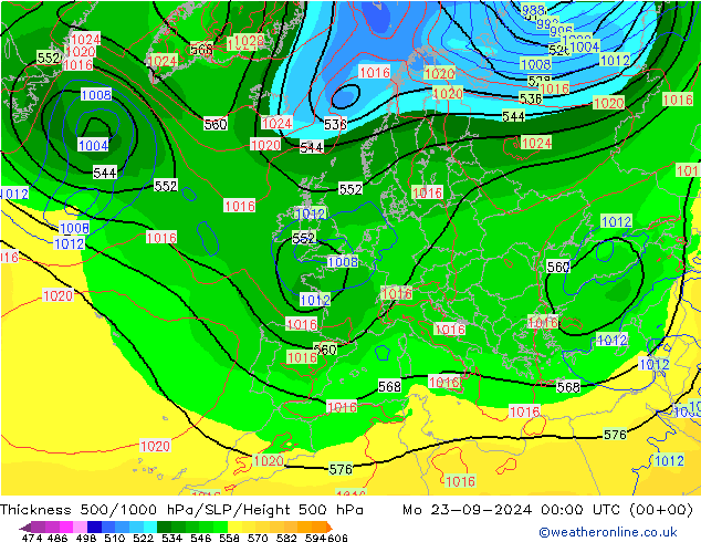 Thck 500-1000hPa EC (AIFS) lun 23.09.2024 00 UTC