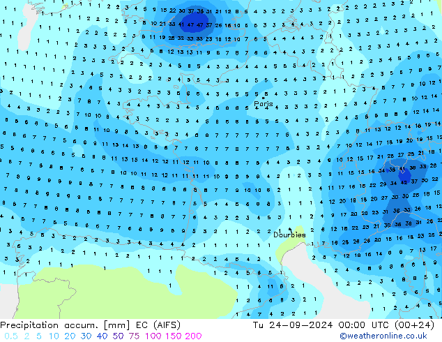 Precipitation accum. EC (AIFS)  24.09.2024 00 UTC