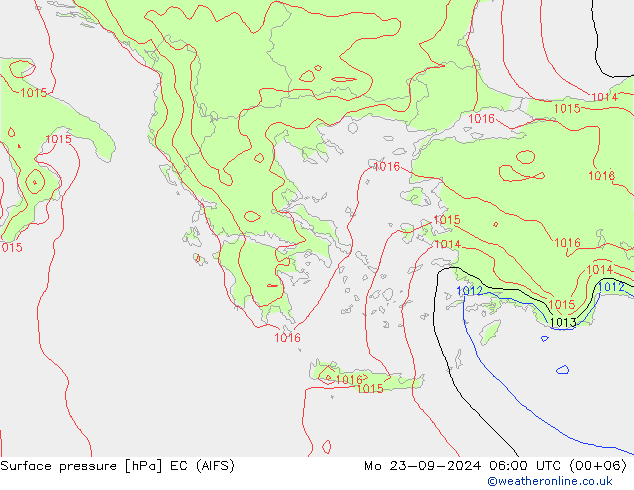 Yer basıncı EC (AIFS) Pzt 23.09.2024 06 UTC