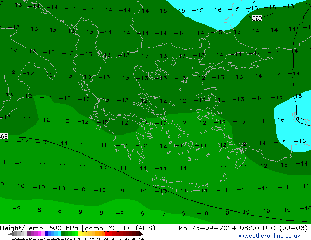 Height/Temp. 500 hPa EC (AIFS) Seg 23.09.2024 06 UTC