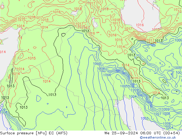 Surface pressure EC (AIFS) We 25.09.2024 06 UTC