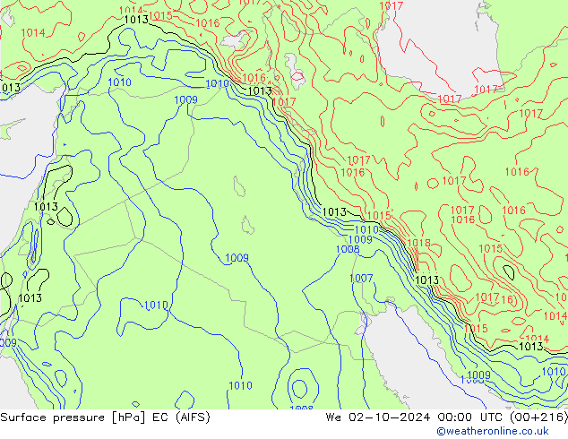 Surface pressure EC (AIFS) We 02.10.2024 00 UTC