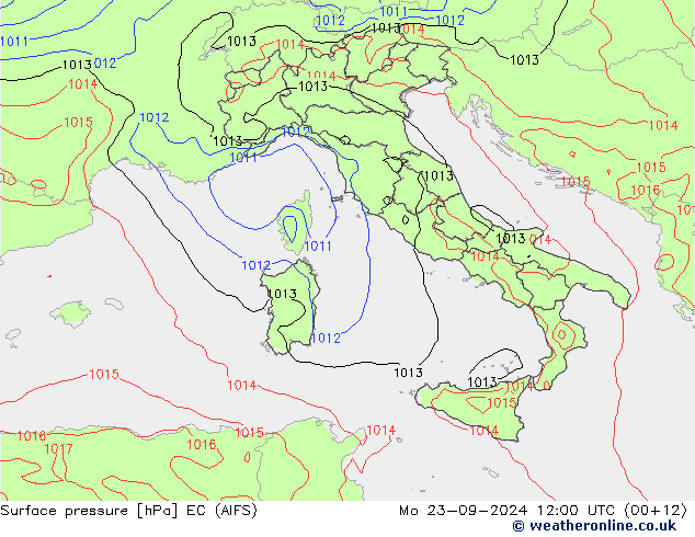 Yer basıncı EC (AIFS) Pzt 23.09.2024 12 UTC