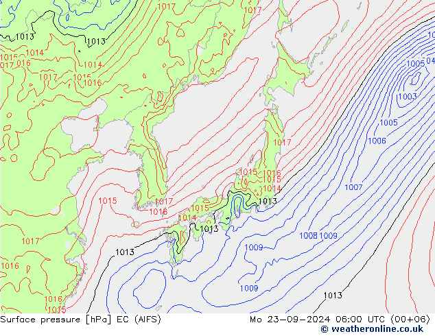 Surface pressure EC (AIFS) Mo 23.09.2024 06 UTC