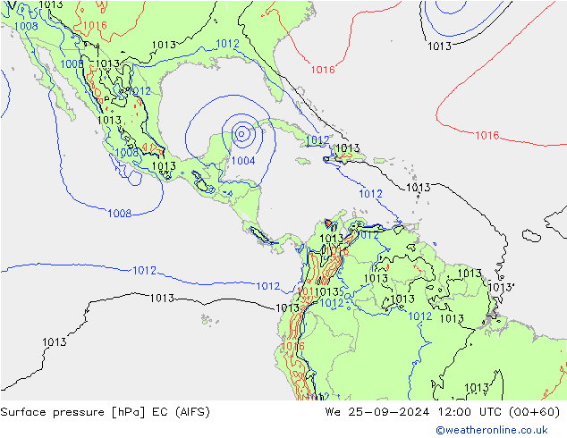 Surface pressure EC (AIFS) We 25.09.2024 12 UTC