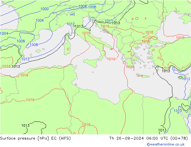 ciśnienie EC (AIFS) czw. 26.09.2024 06 UTC