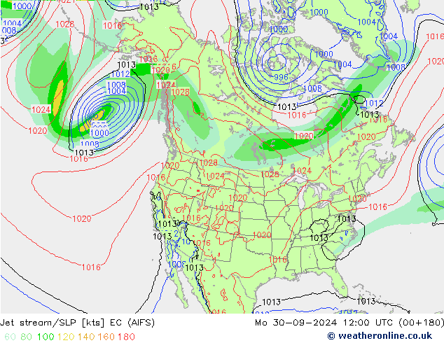 Corrente a getto EC (AIFS) lun 30.09.2024 12 UTC