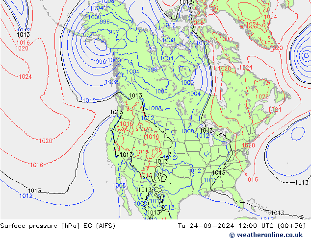 Pressione al suolo EC (AIFS) mar 24.09.2024 12 UTC