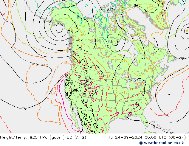 Height/Temp. 925 hPa EC (AIFS) Tu 24.09.2024 00 UTC