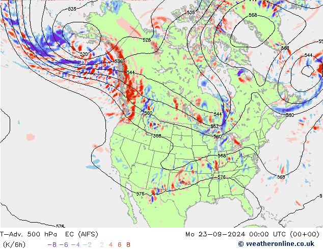 T-Adv. 500 hPa EC (AIFS) lun 23.09.2024 00 UTC