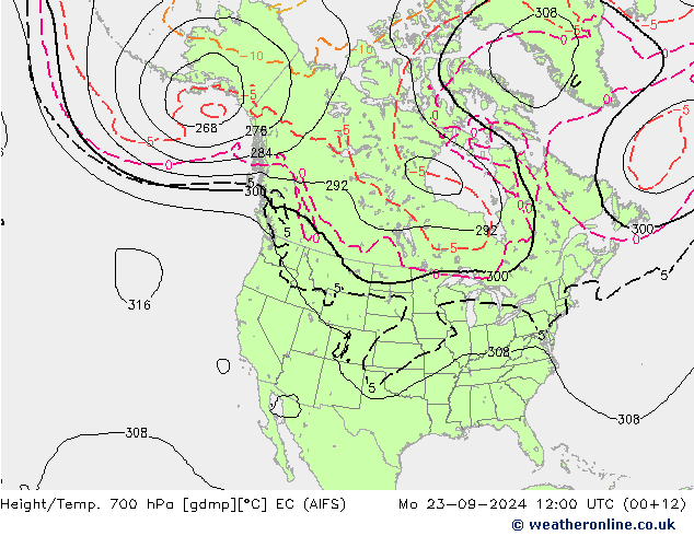 Height/Temp. 700 hPa EC (AIFS) Mo 23.09.2024 12 UTC