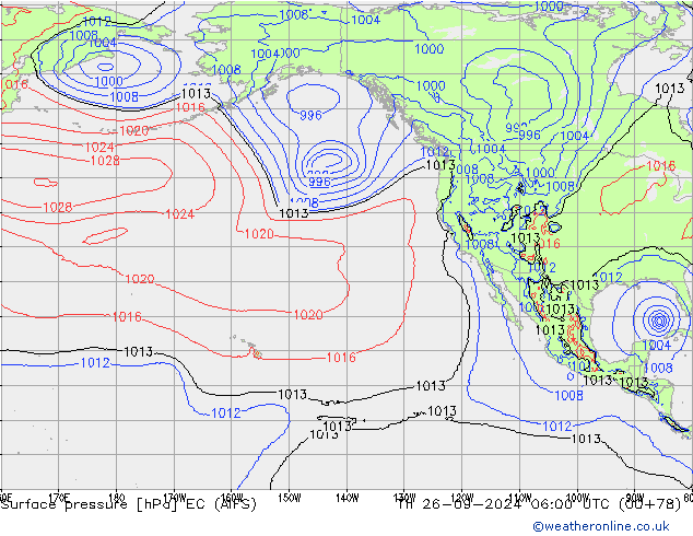 Atmosférický tlak EC (AIFS) Čt 26.09.2024 06 UTC