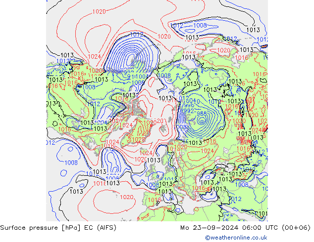 Pressione al suolo EC (AIFS) lun 23.09.2024 06 UTC