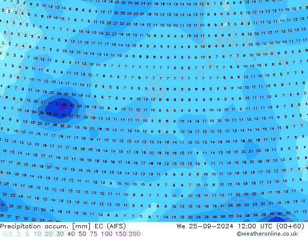 Nied. akkumuliert EC (AIFS) Mi 25.09.2024 12 UTC