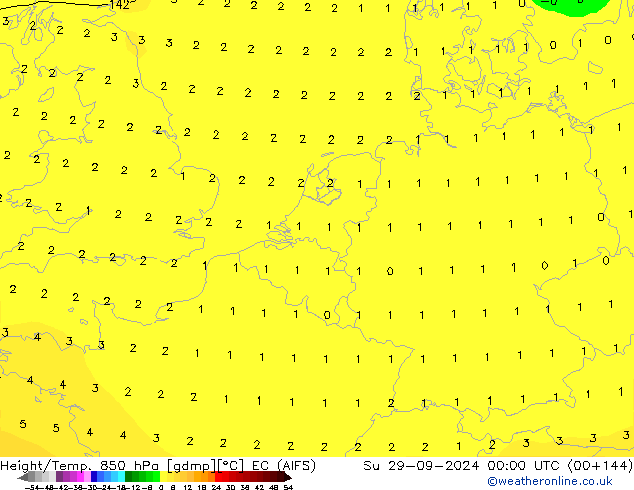 Height/Temp. 850 hPa EC (AIFS) Su 29.09.2024 00 UTC