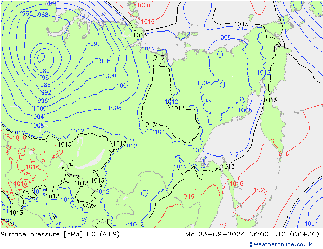 Surface pressure EC (AIFS) Mo 23.09.2024 06 UTC