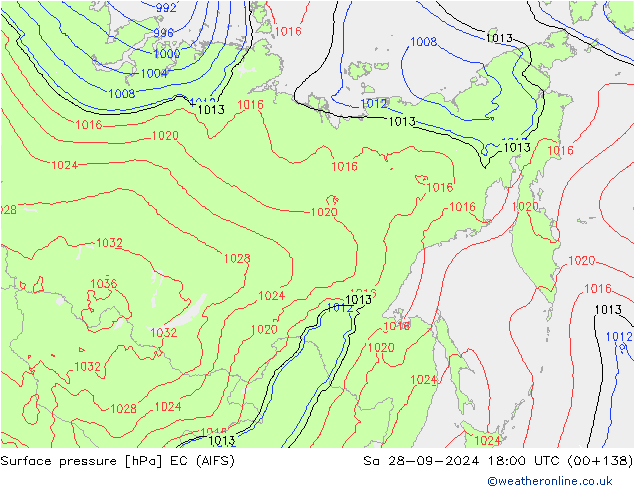 ciśnienie EC (AIFS) so. 28.09.2024 18 UTC