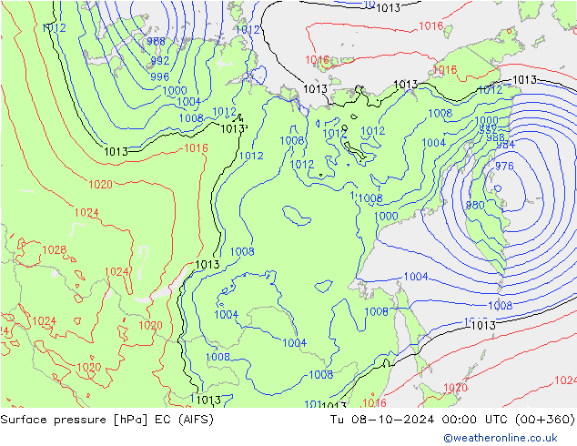 pression de l'air EC (AIFS) mar 08.10.2024 00 UTC