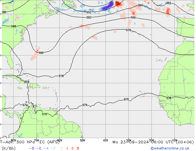 T-Adv. 500 hPa EC (AIFS) lun 23.09.2024 06 UTC