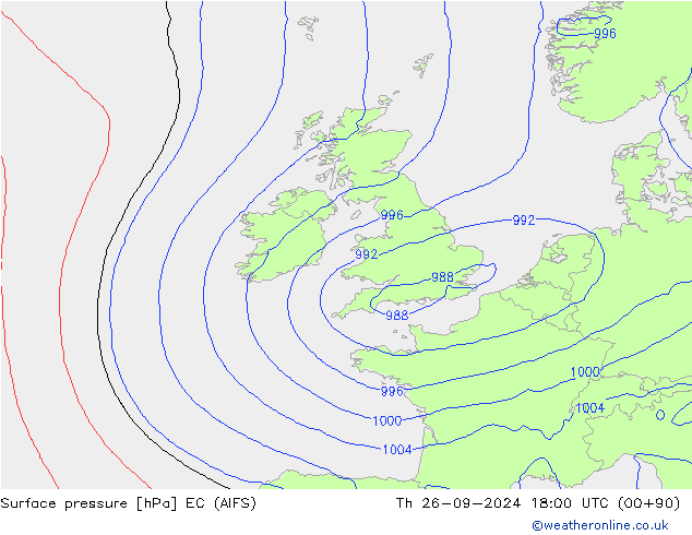 Luchtdruk (Grond) EC (AIFS) do 26.09.2024 18 UTC