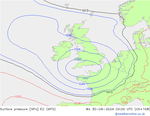 Atmosférický tlak EC (AIFS) Po 30.09.2024 00 UTC