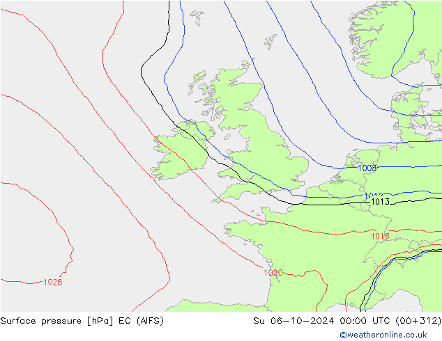 Surface pressure EC (AIFS) Su 06.10.2024 00 UTC