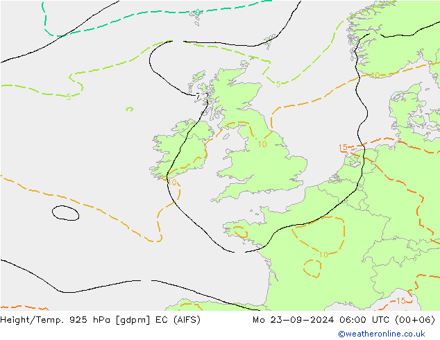 Height/Temp. 925 hPa EC (AIFS)  23.09.2024 06 UTC