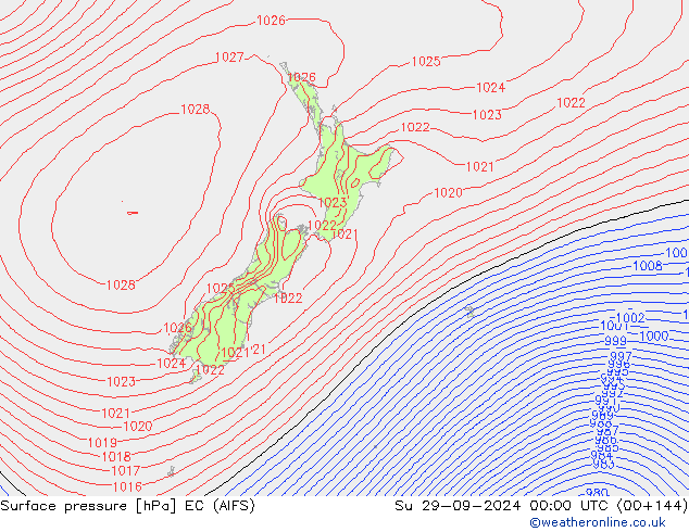 Surface pressure EC (AIFS) Su 29.09.2024 00 UTC