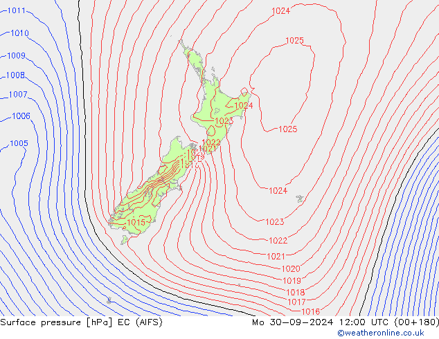 Surface pressure EC (AIFS) Mo 30.09.2024 12 UTC