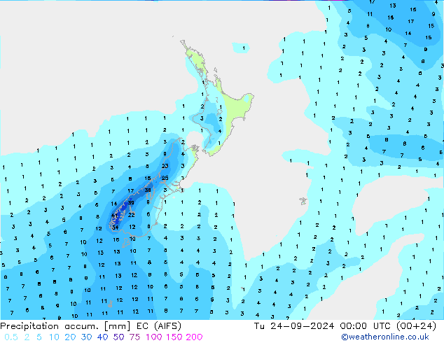 Precipitation accum. EC (AIFS) Ter 24.09.2024 00 UTC