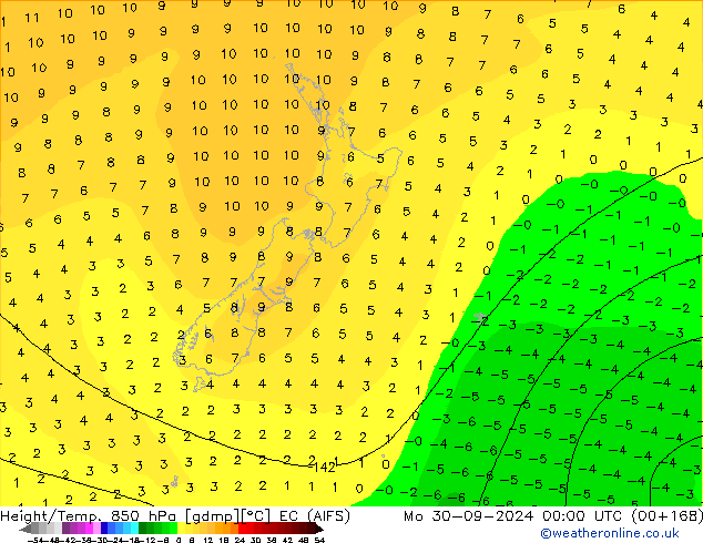 Hoogte/Temp. 850 hPa EC (AIFS) ma 30.09.2024 00 UTC