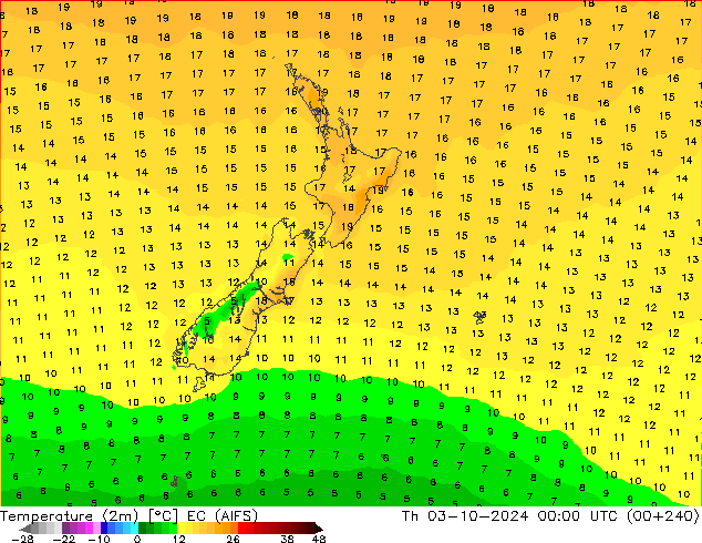 Temperatuurkaart (2m) EC (AIFS) do 03.10.2024 00 UTC