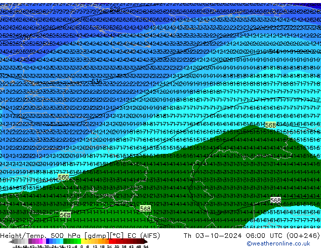 Height/Temp. 500 hPa EC (AIFS) Do 03.10.2024 06 UTC