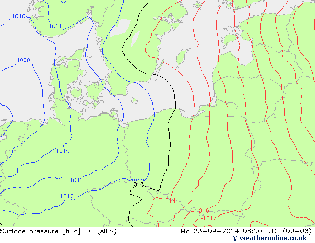 Surface pressure EC (AIFS) Mo 23.09.2024 06 UTC