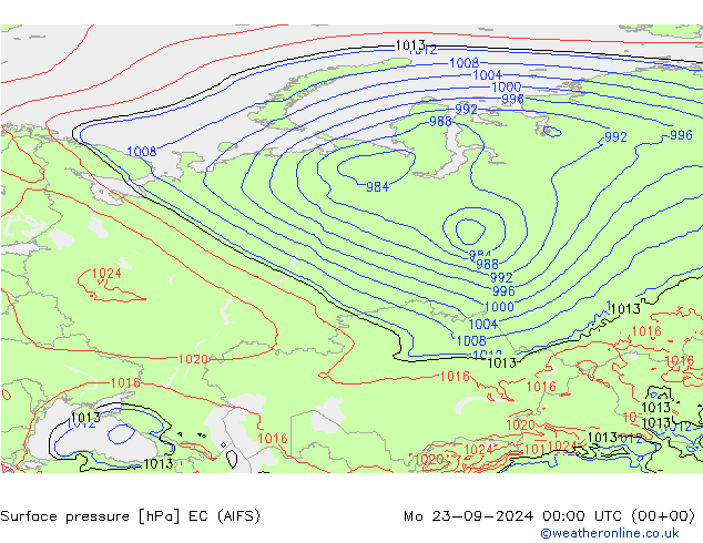 Surface pressure EC (AIFS) Mo 23.09.2024 00 UTC