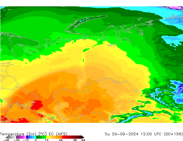 Temperature (2m) EC (AIFS) Su 29.09.2024 12 UTC