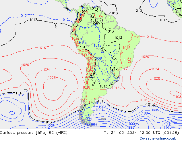 Atmosférický tlak EC (AIFS) Út 24.09.2024 12 UTC