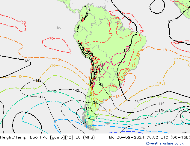 Hoogte/Temp. 850 hPa EC (AIFS) ma 30.09.2024 00 UTC