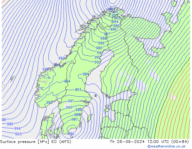 Surface pressure EC (AIFS) Th 26.09.2024 12 UTC