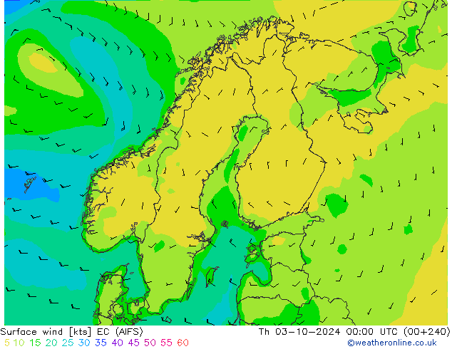 Surface wind EC (AIFS) Th 03.10.2024 00 UTC