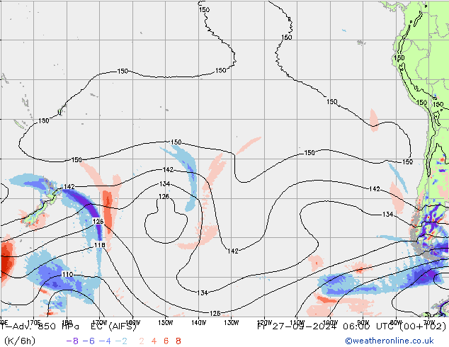 T-Adv. 850 hPa EC (AIFS) ven 27.09.2024 06 UTC