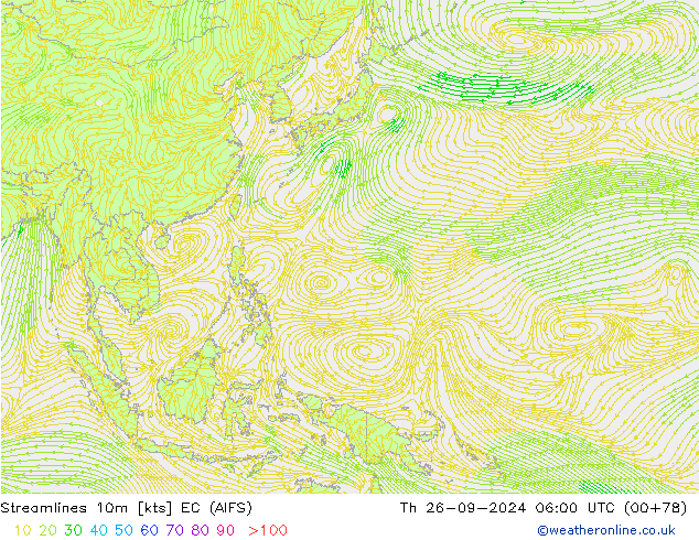 ветер 10m EC (AIFS) чт 26.09.2024 06 UTC