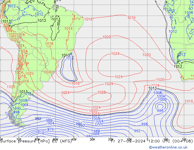 pression de l'air EC (AIFS) ven 27.09.2024 12 UTC