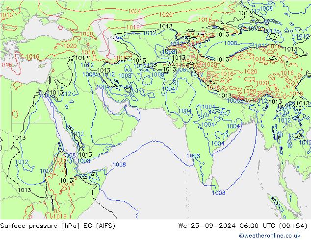 Surface pressure EC (AIFS) We 25.09.2024 06 UTC