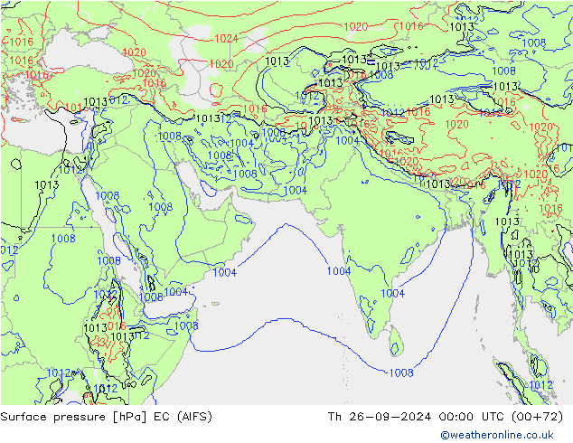 Luchtdruk (Grond) EC (AIFS) do 26.09.2024 00 UTC