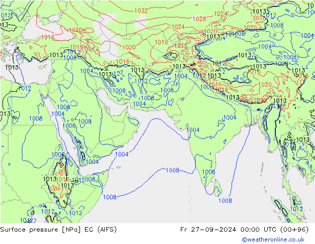 приземное давление EC (AIFS) пт 27.09.2024 00 UTC