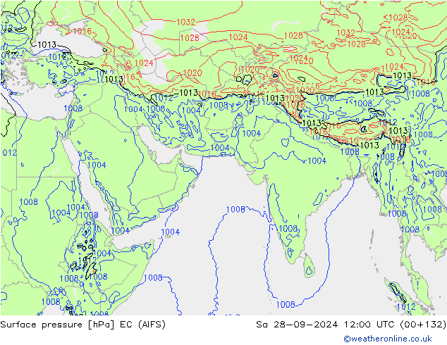 Atmosférický tlak EC (AIFS) So 28.09.2024 12 UTC