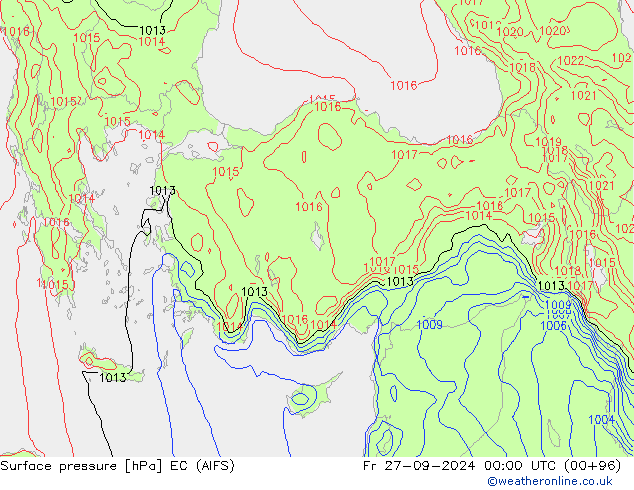 Surface pressure EC (AIFS) Fr 27.09.2024 00 UTC