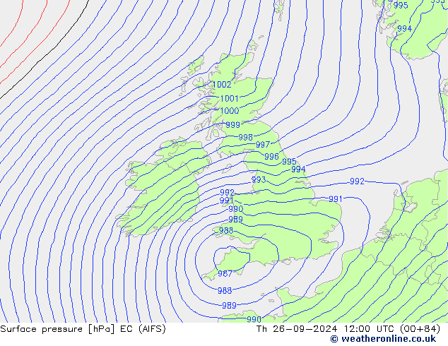 Surface pressure EC (AIFS) Th 26.09.2024 12 UTC