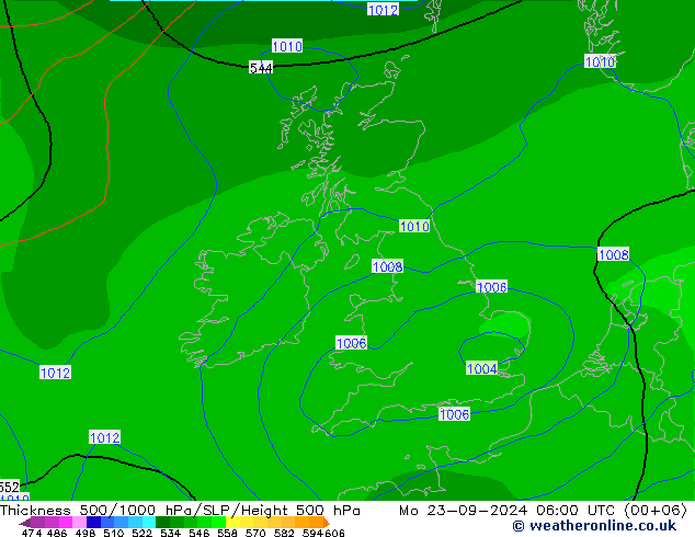 Dikte 500-1000hPa EC (AIFS) ma 23.09.2024 06 UTC